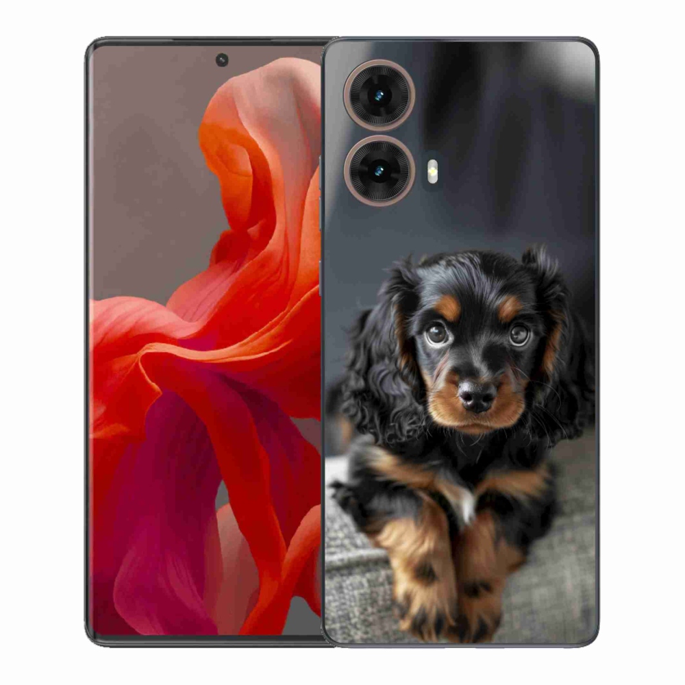 Gelový kryt mmCase na Motorola Moto G85 5G - roztomilý dlouhosrstý jezevčík