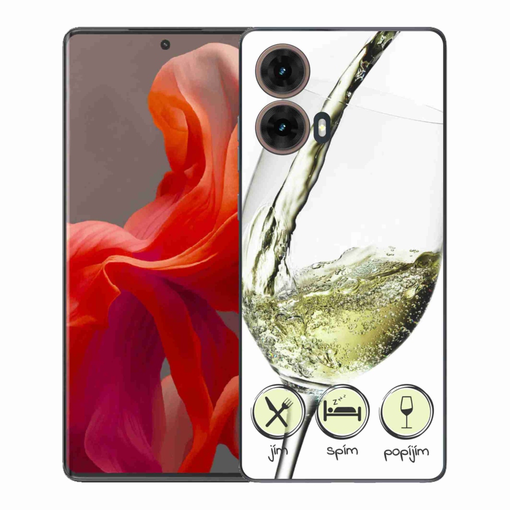 Gelový kryt mmCase na Motorola Moto G85 5G - sklenička vína bílé