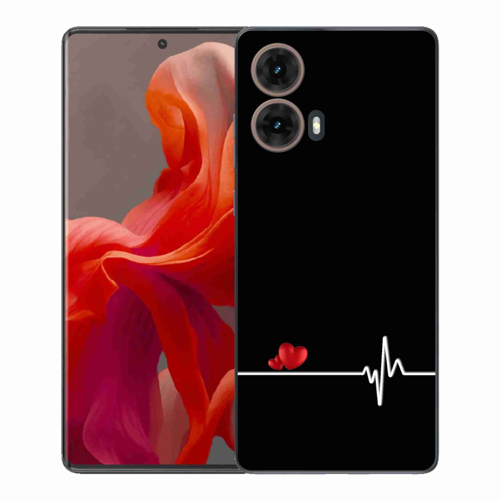 Gelový kryt mmCase na Motorola Moto G85 5G - srdce a tep černé pozadí