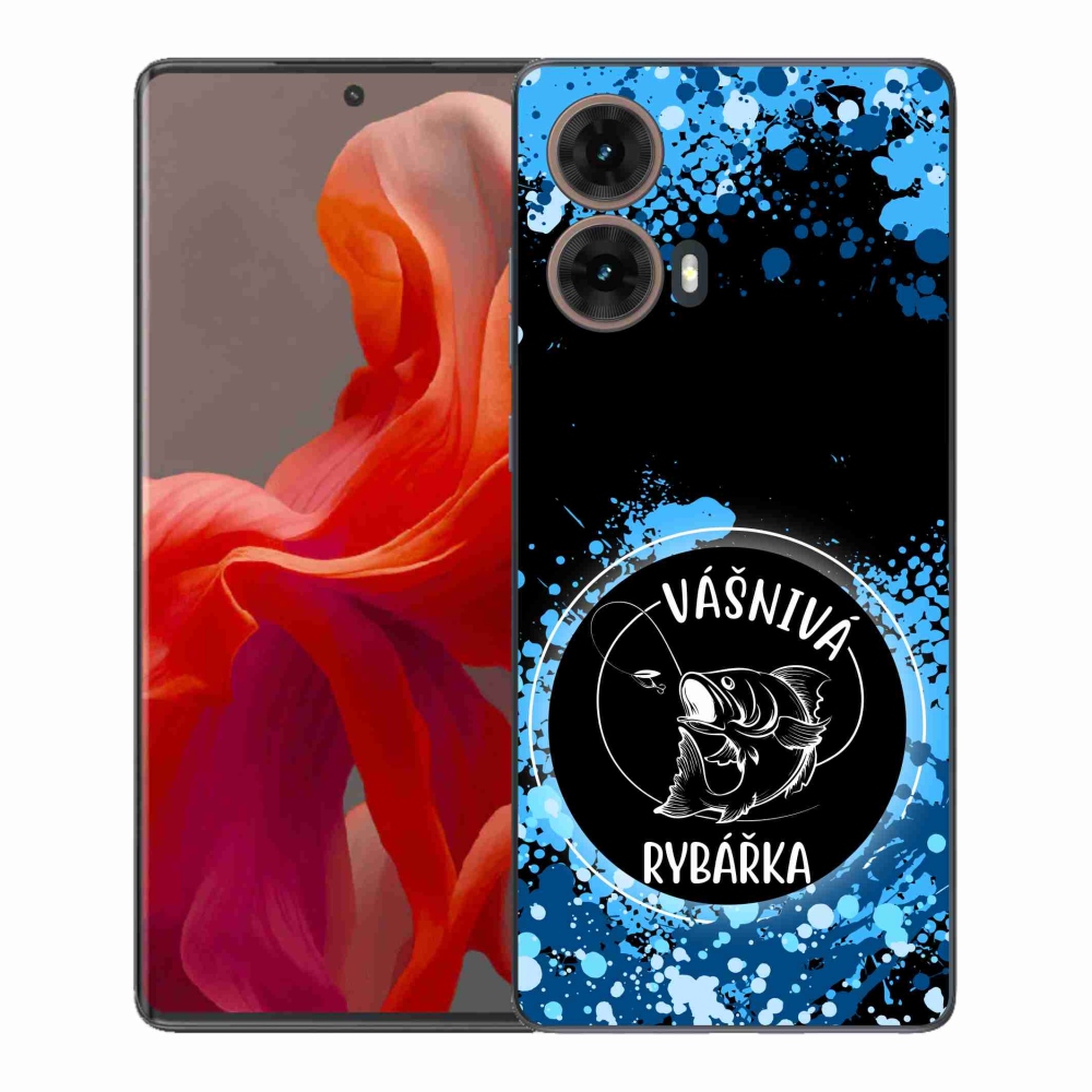 Gelový kryt mmCase na Motorola Moto G85 5G - vášnivá rybářka černé pozadí