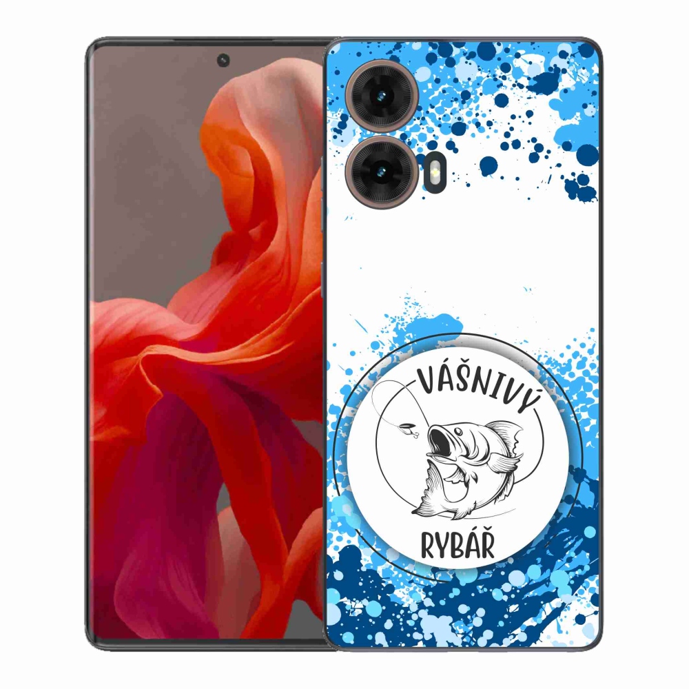 Gelový kryt mmCase na Motorola Moto G85 5G - vášnivý rybář bílé pozadí