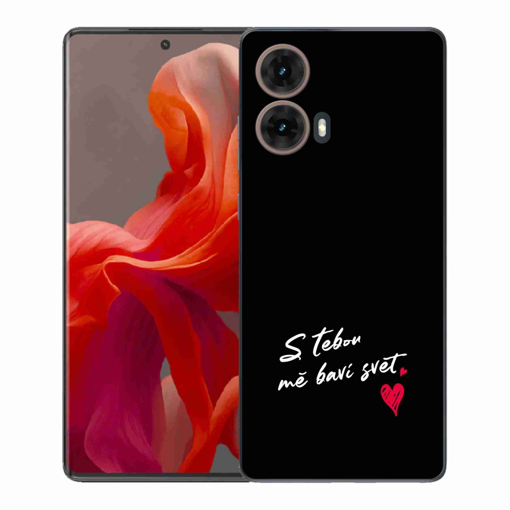 Gelový kryt mmCase na Motorola Moto G85 5G - zamilovaný text 1 černé pozadí