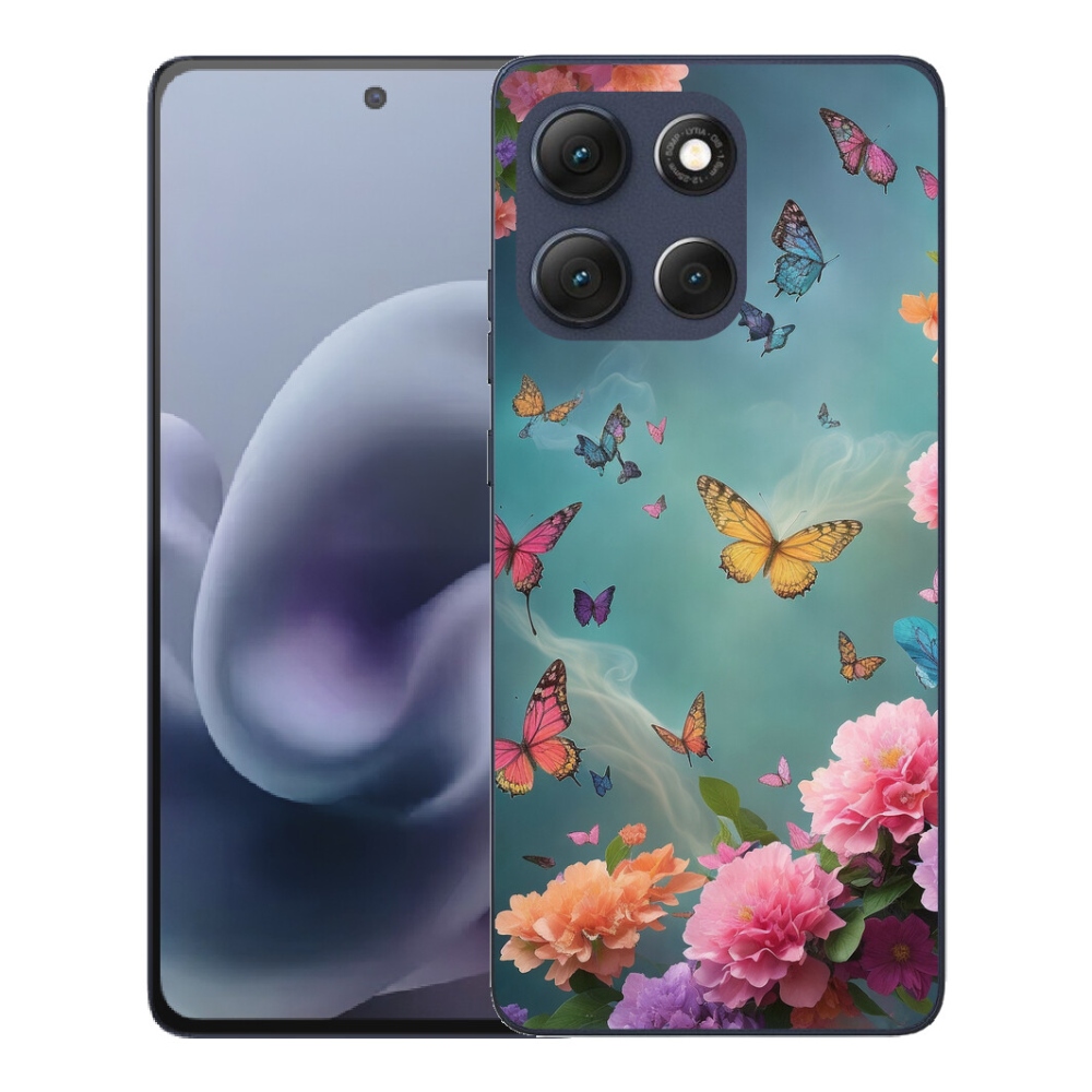 Gelový kryt mmCase na Motorola Moto G86 5G - barevné květy a motýli