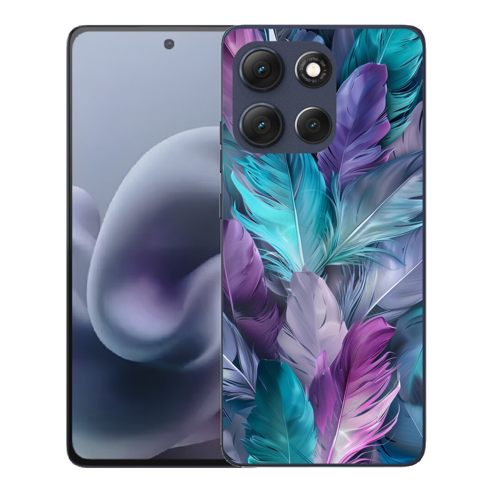 Gelový kryt mmCase na Motorola Moto G86 5G - barevné peří 2
