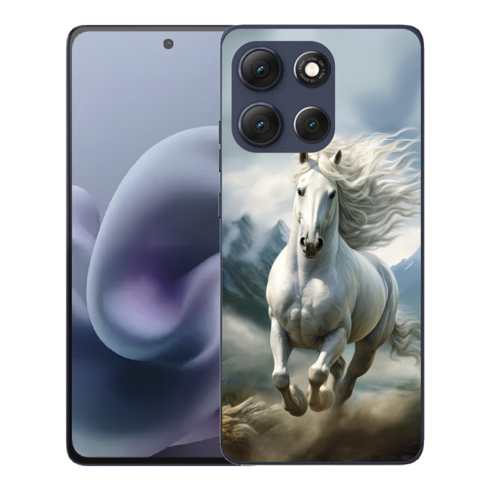Gelový kryt mmCase na Motorola Moto G86 5G - běžící bílý kůň 3