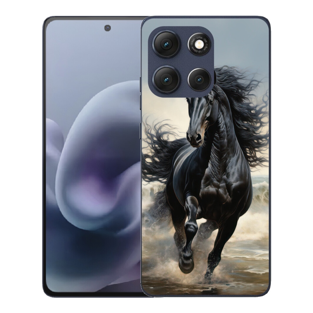 Gelový kryt mmCase na Motorola Moto G86 5G - běžící černý kůň