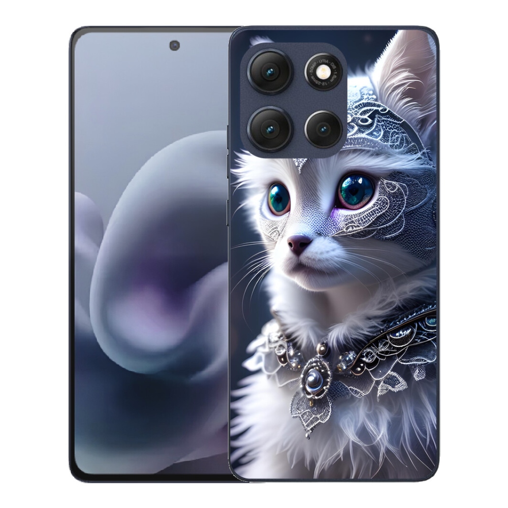 Gelový kryt mmCase na Motorola Moto G86 5G - bílá kočka