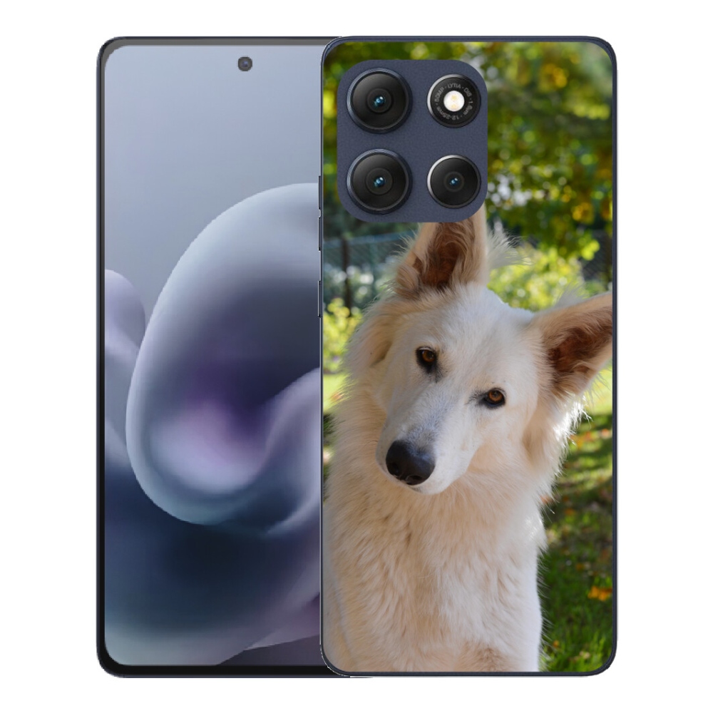 Gelový kryt mmCase na Motorola Moto G86 5G - bílý švýcarský ovčák 1