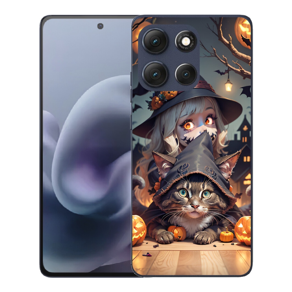 Gelový kryt mmCase na Motorola Moto G86 5G - čarodějnice s kočkou