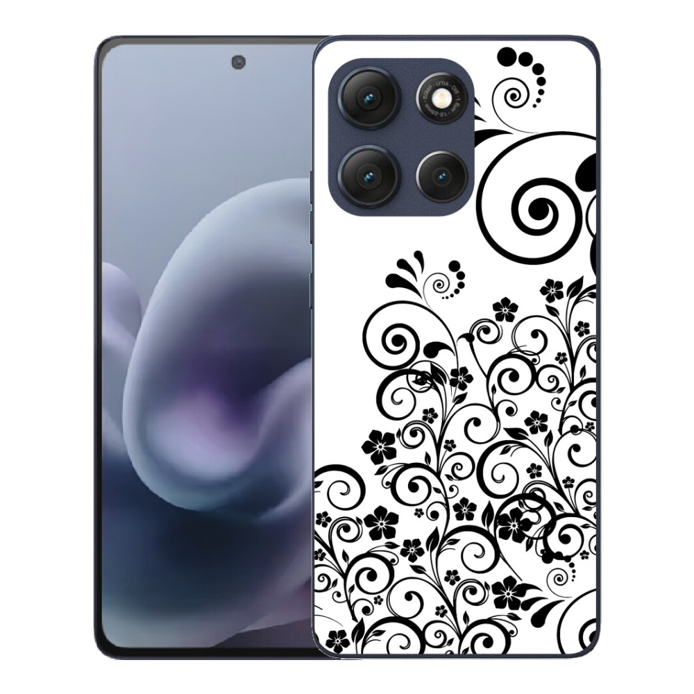 Gelový kryt mmCase na Motorola Moto G86 5G - černobílé květinové vzory