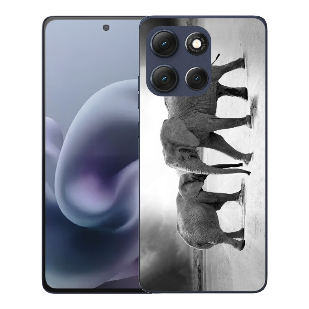 Gelový kryt mmCase na Motorola Moto G86 5G - černobílí sloni