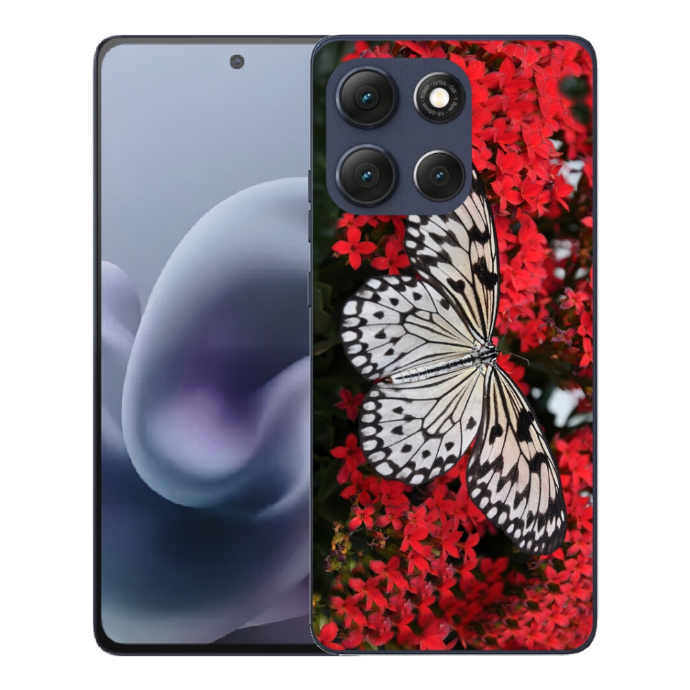 Gelový kryt mmCase na Motorola Moto G86 5G - černobílý motýl 1