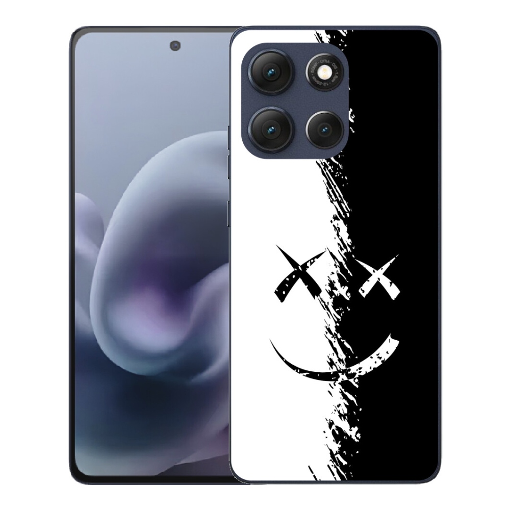 Gelový kryt mmCase na Motorola Moto G86 5G - černobílý smajlík