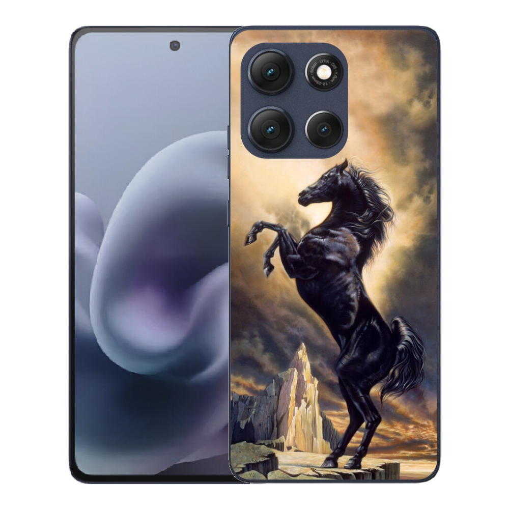 Gelový kryt mmCase na Motorola Moto G86 5G - černý kreslený kůň