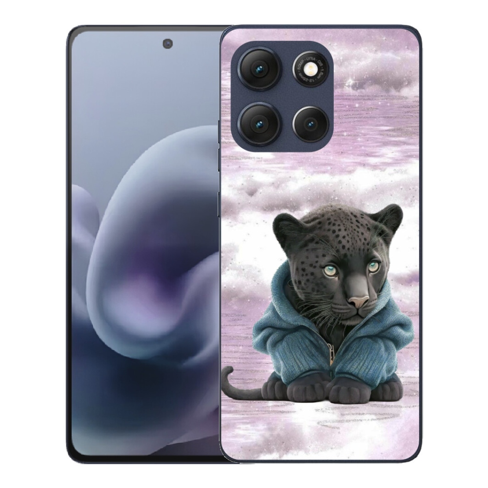 Gelový kryt mmCase na Motorola Moto G86 5G - černý panter ve svetru