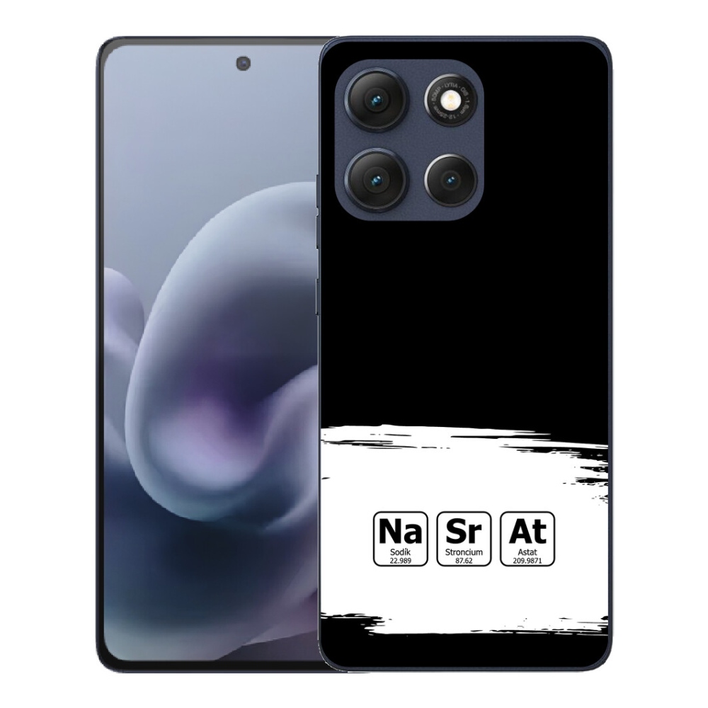 Gelový kryt mmCase na Motorola Moto G86 5G - chemické prvky bíločerné pozadí