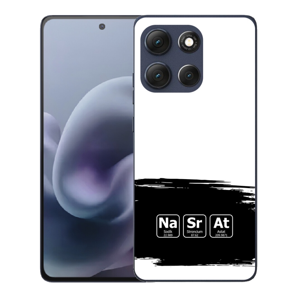 Gelový kryt mmCase na Motorola Moto G86 5G - chemické prvky černobílé pozadí