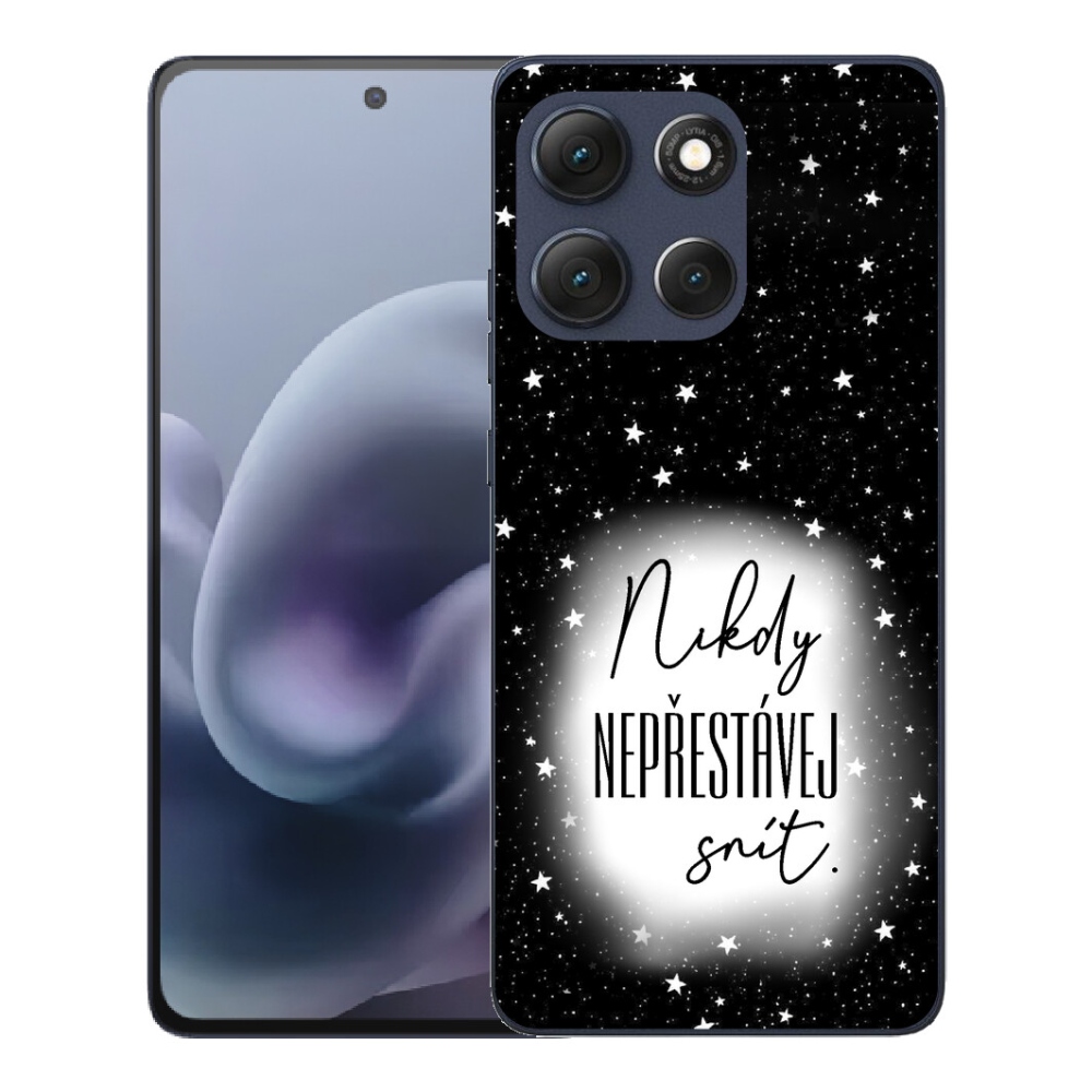 Gelový kryt mmCase na Motorola Moto G86 5G - citát 1 bíločerné pozadí