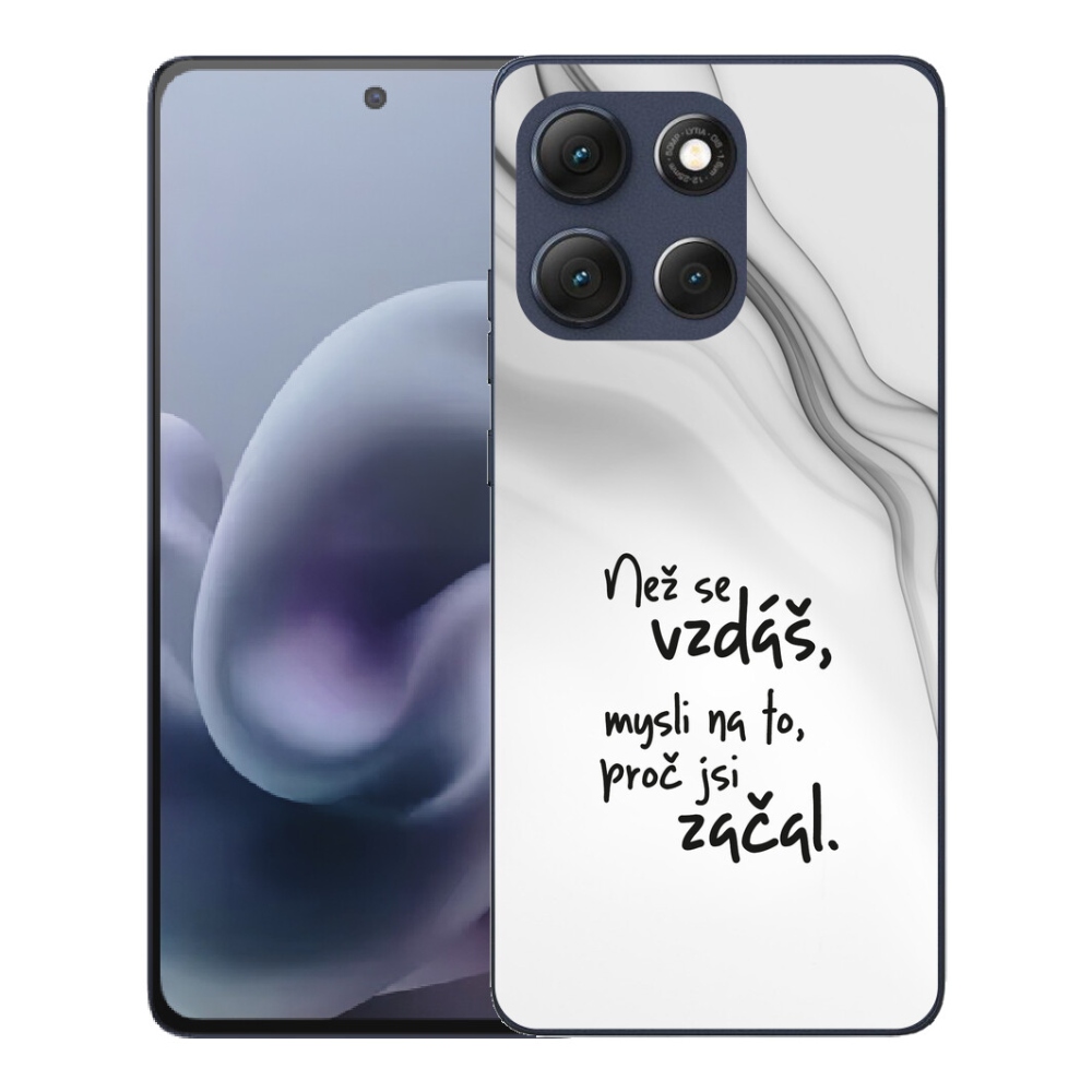 Gelový kryt mmCase na Motorola Moto G86 5G - citát 2 bílé pozadí