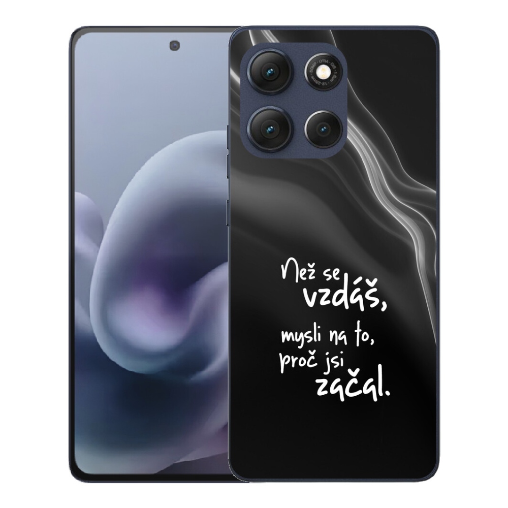 Gelový kryt mmCase na Motorola Moto G86 5G - citát 2 černé pozadí