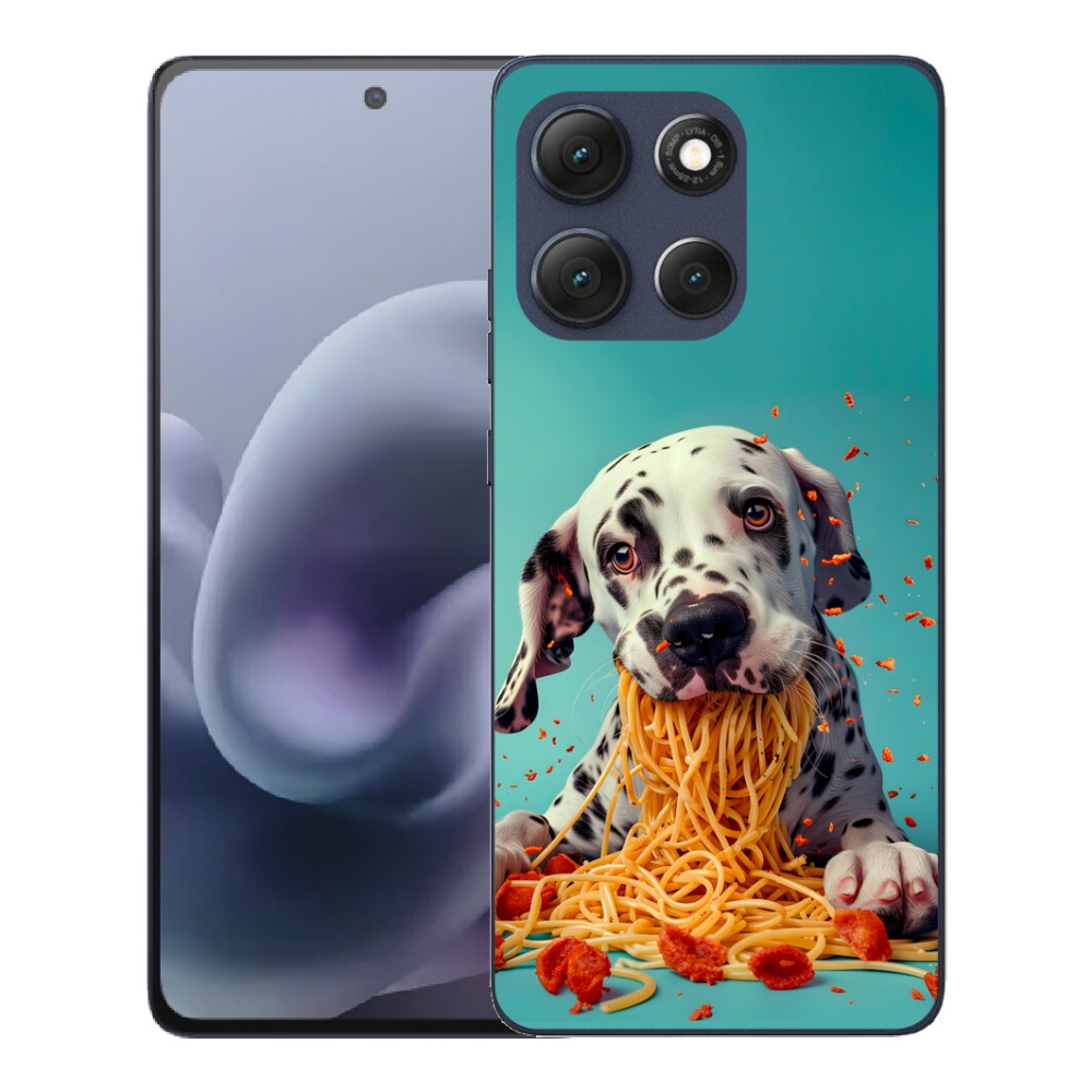 Gelový kryt mmCase na Motorola Moto G86 5G - dalmatin a špagety