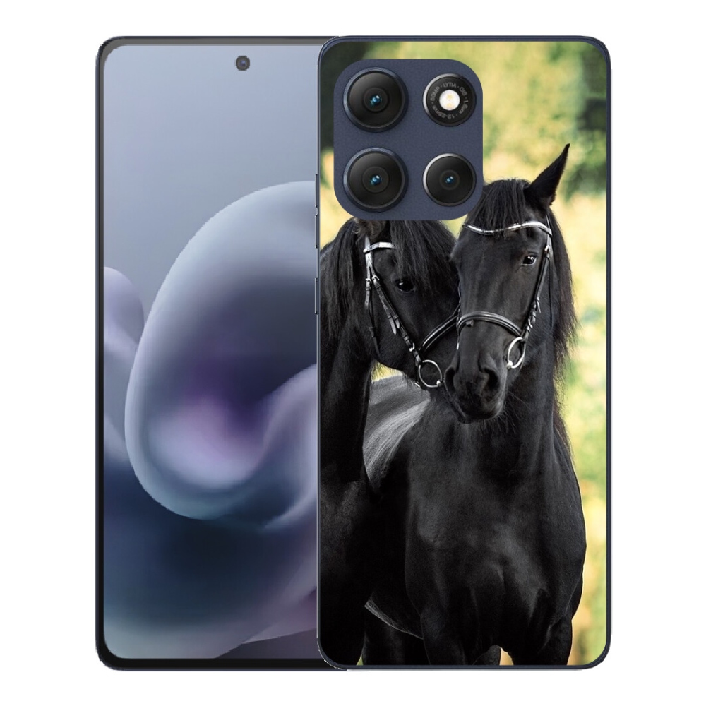 Gelový kryt mmCase na Motorola Moto G86 5G - dva černí koně