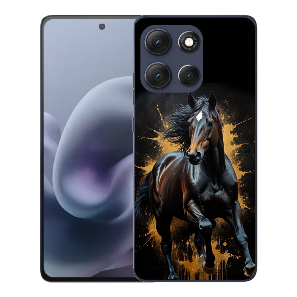 Gelový kryt mmCase na Motorola Moto G86 5G - elegantní černý hřebec