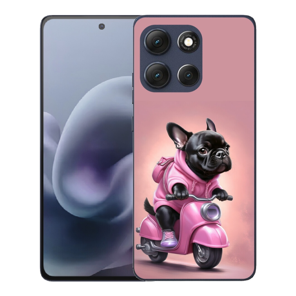 Gelový kryt mmCase na Motorola Moto G86 5G - francouzský buldoček na skútru