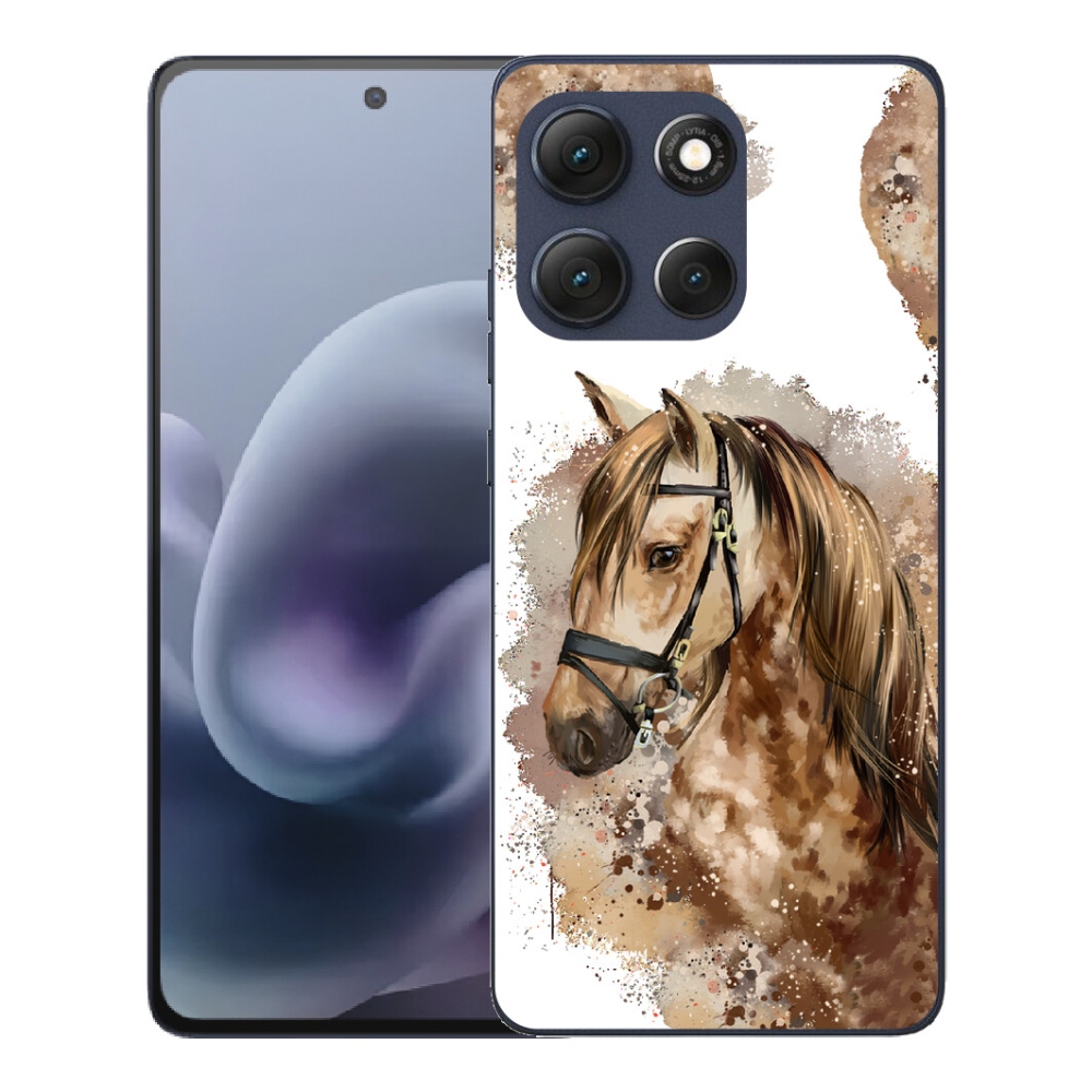 Gelový kryt mmCase na Motorola Moto G86 5G - hnědý kreslený kůň