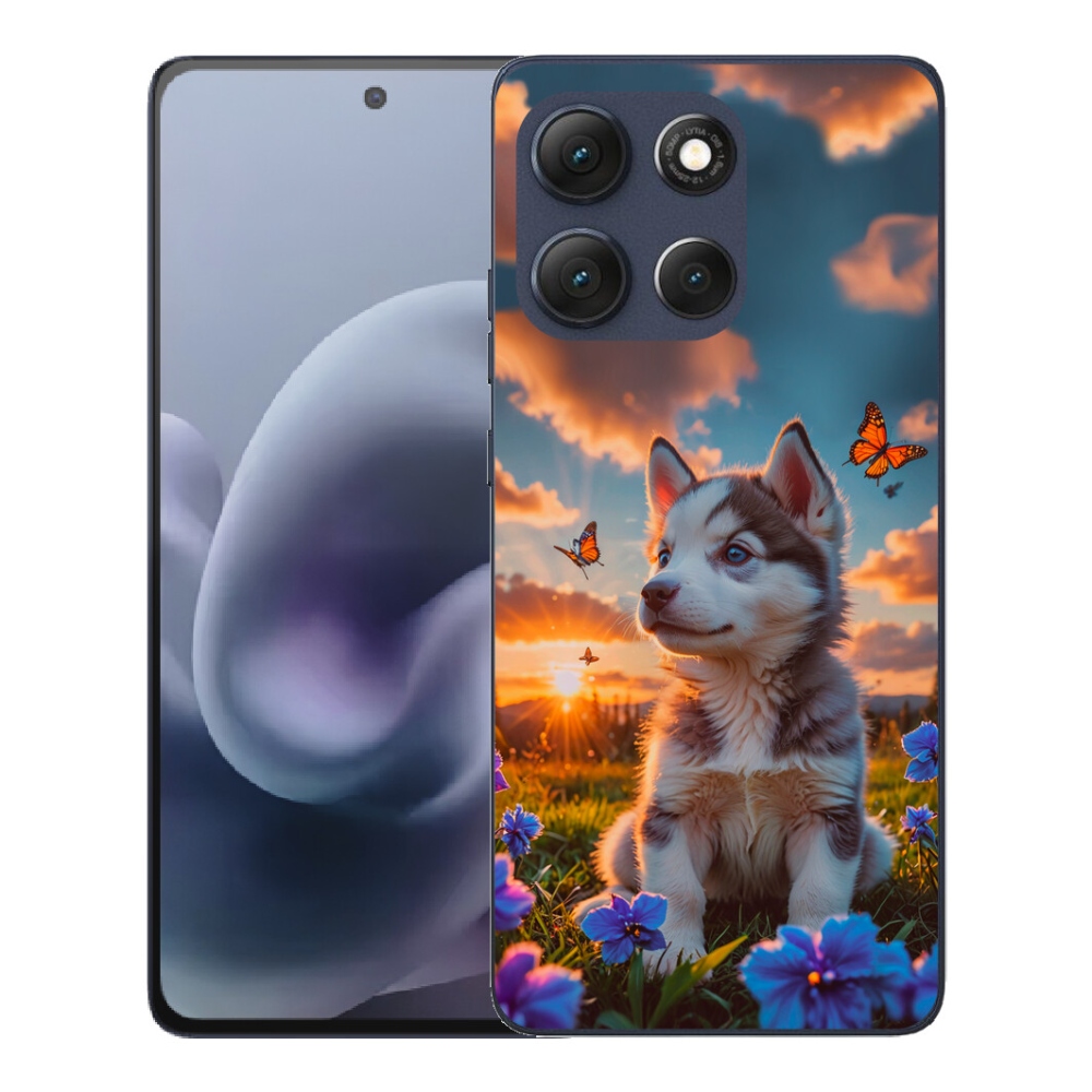Gelový kryt mmCase na Motorola Moto G86 5G - husky při západu slunce