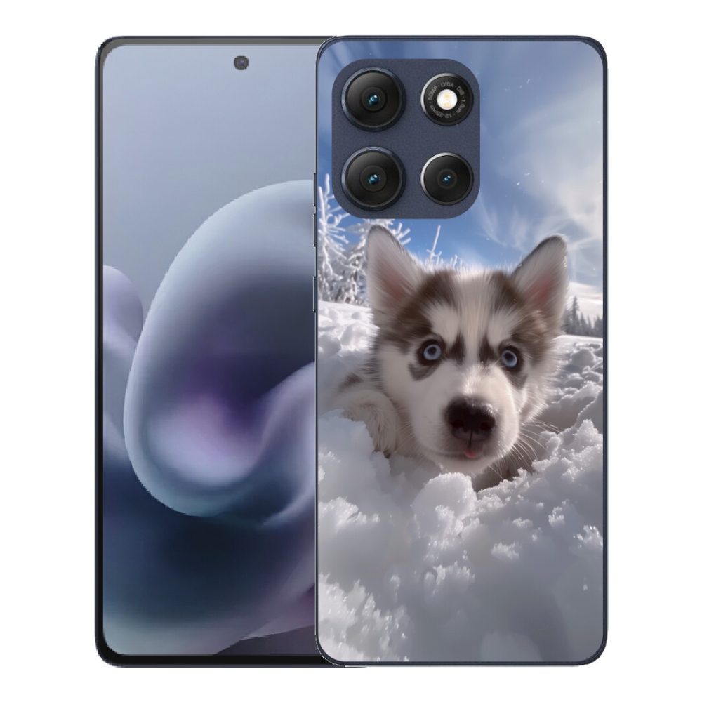 Gelový kryt mmCase na Motorola Moto G86 5G - husky ve sněhu