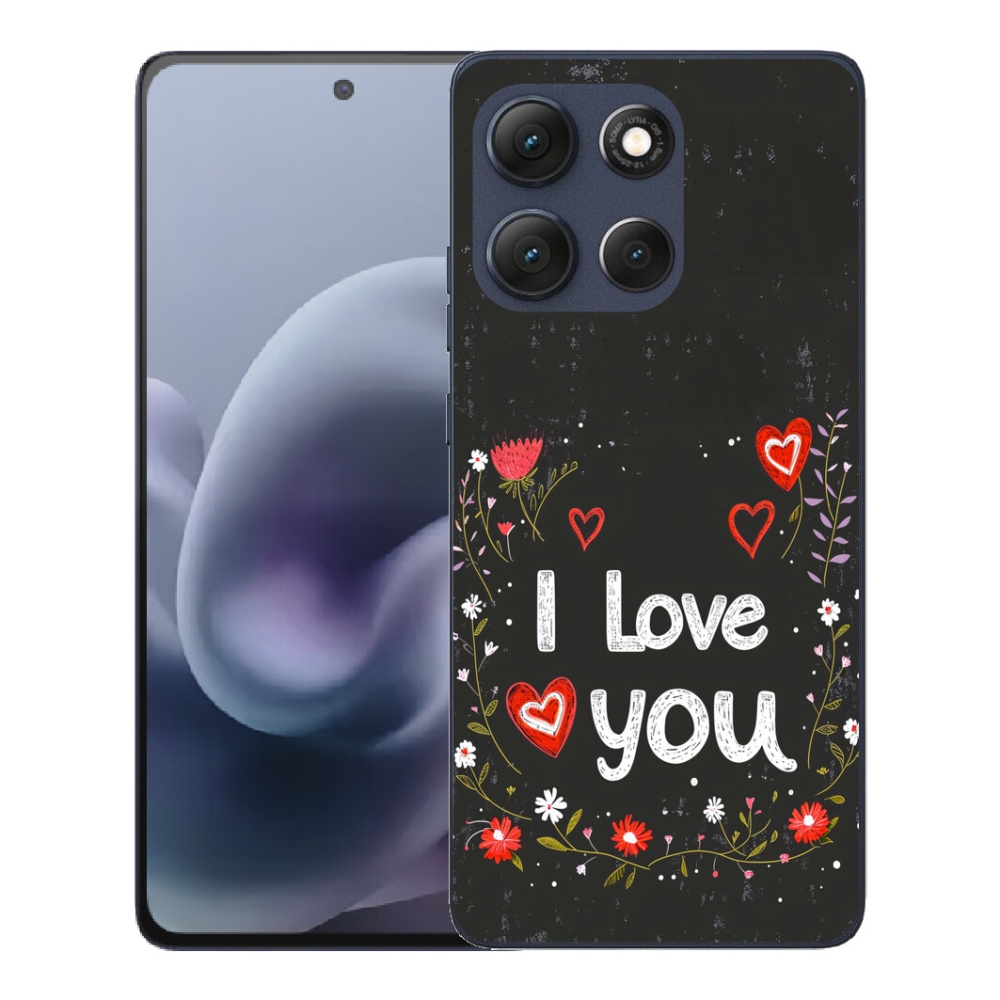 Gelový kryt mmCase na Motorola Moto G86 5G - I love you černé pozadí