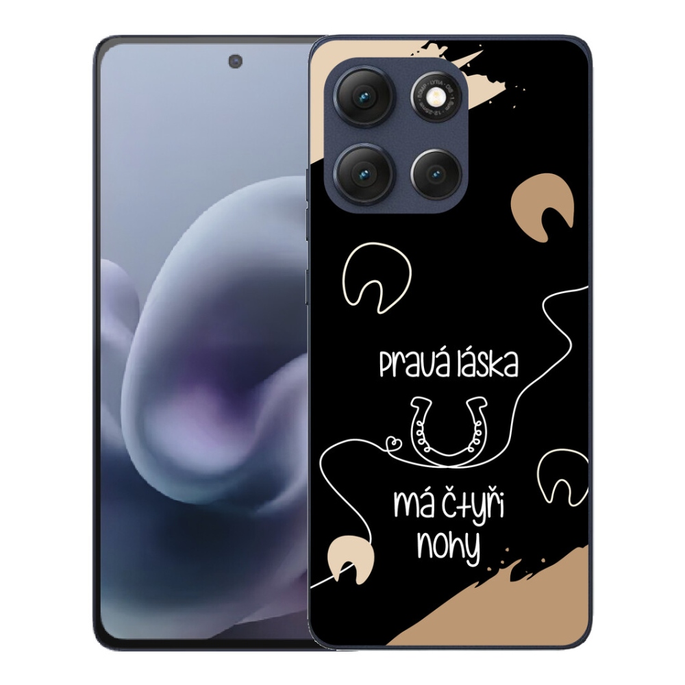Gelový kryt mmCase na Motorola Moto G86 5G - koňský motiv černé pozadí
