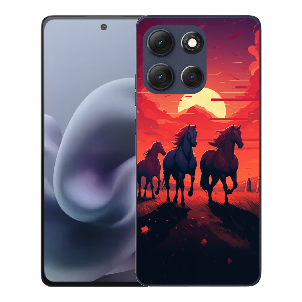 Gelový kryt mmCase na Motorola Moto G86 5G - koně a západ slunce
