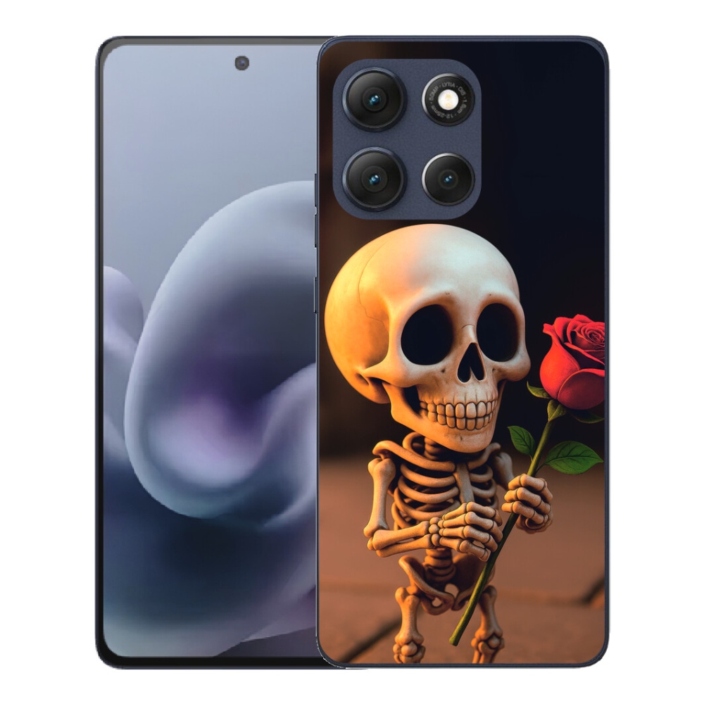 Gelový kryt mmCase na Motorola Moto G86 5G - kostlivec s růží