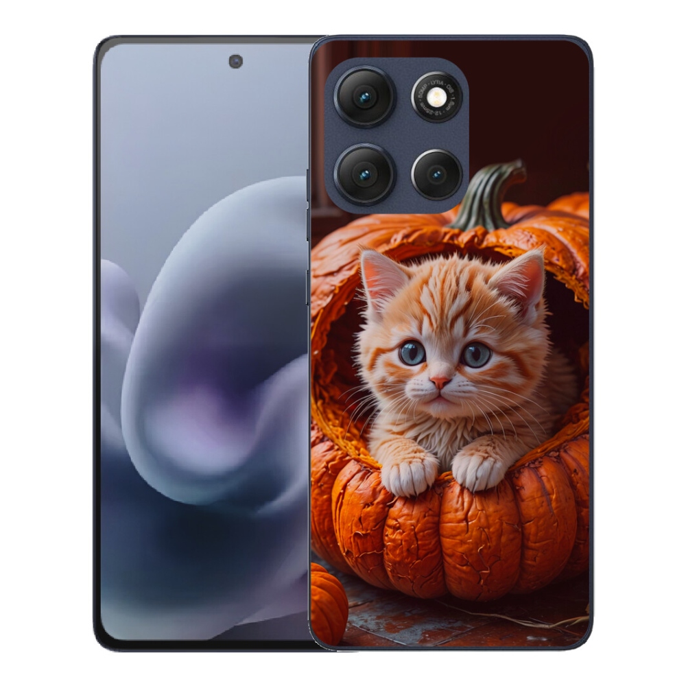 Gelový kryt mmCase na Motorola Moto G86 5G - kotě a dýně 2