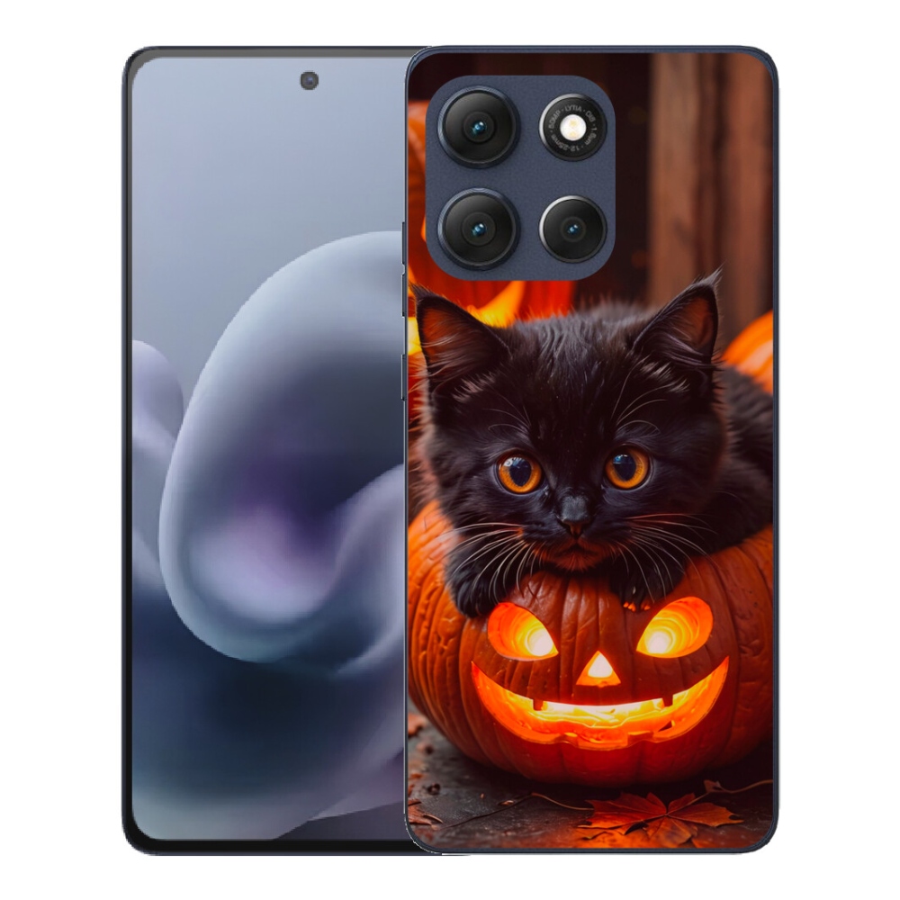 Gelový kryt mmCase na Motorola Moto G86 5G - kotě a dýně