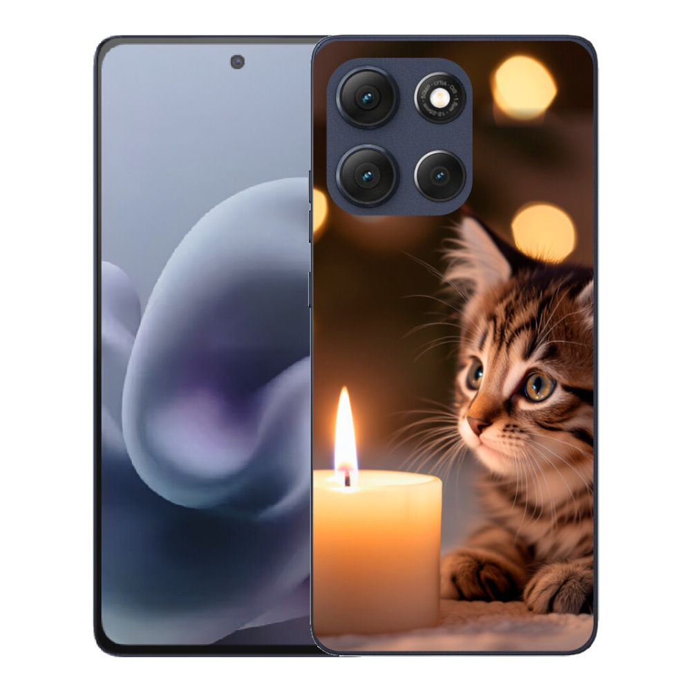 Gelový kryt mmCase na Motorola Moto G86 5G - kotě a svíčka