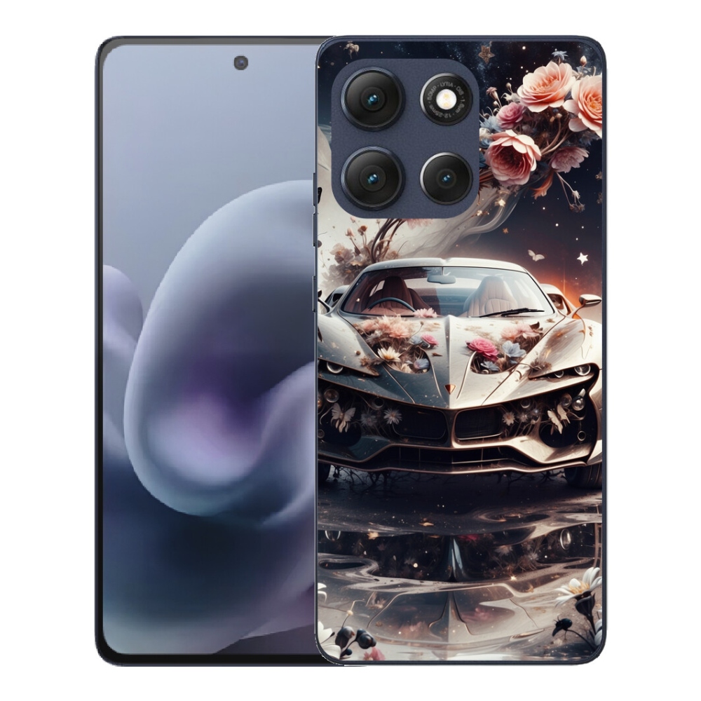 Gelový kryt mmCase na Motorola Moto G86 5G - květinový sportovní vůz