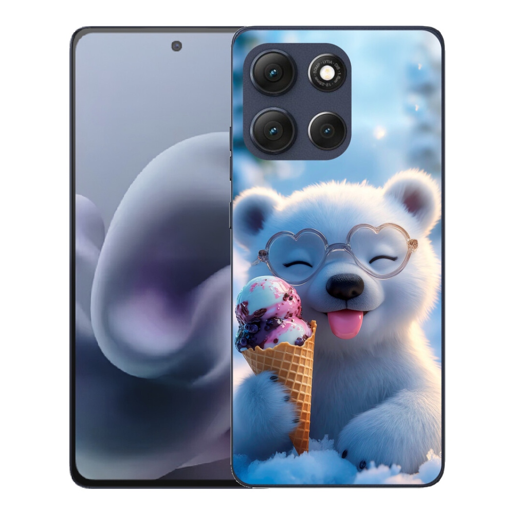 Gelový kryt mmCase na Motorola Moto G86 5G - medvídek se zmrzlinou