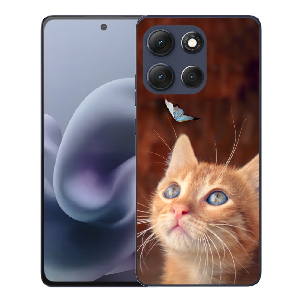 Gelový kryt mmCase na Motorola Moto G86 5G - motýl a kotě