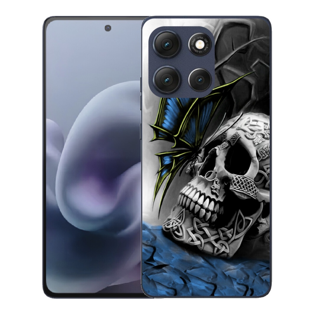 Gelový kryt mmCase na Motorola Moto G86 5G - motýl a lebka