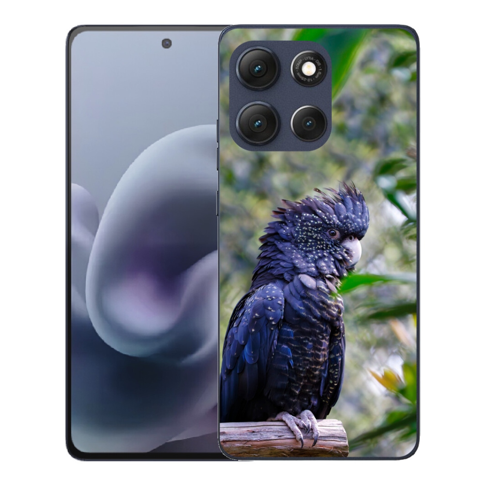 Gelový kryt mmCase na Motorola Moto G86 5G - papoušek kakadu černý