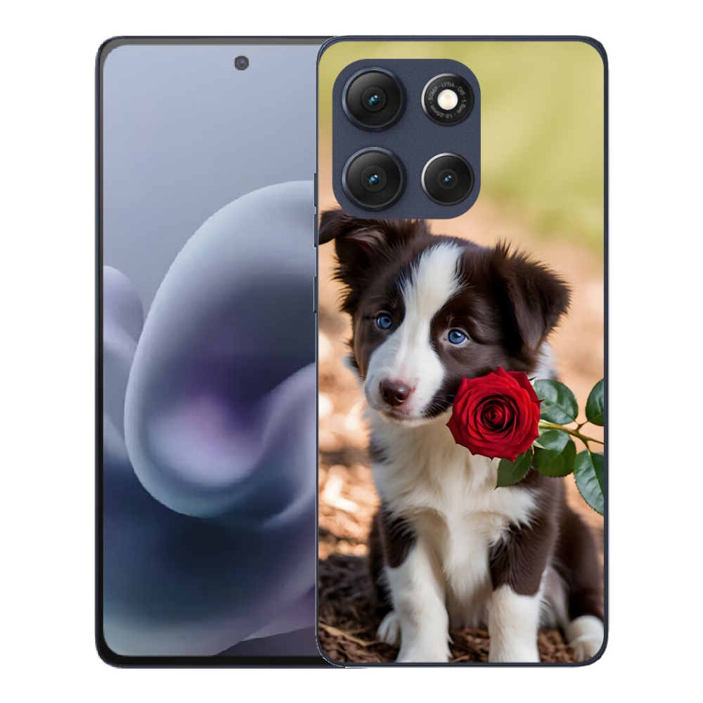 Gelový kryt mmCase na Motorola Moto G86 5G - roztomilá border kolie s růží