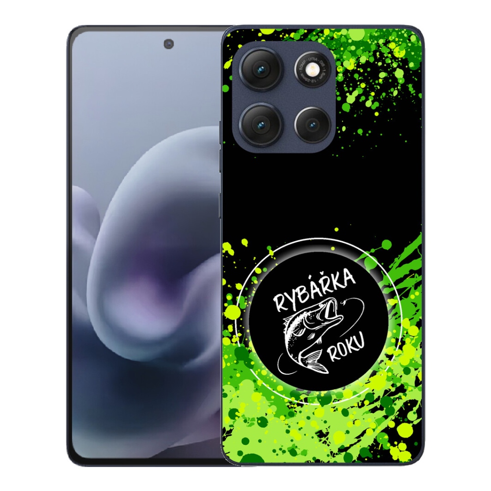 Gelový kryt mmCase na Motorola Moto G86 5G - rybářka roku černé pozadí