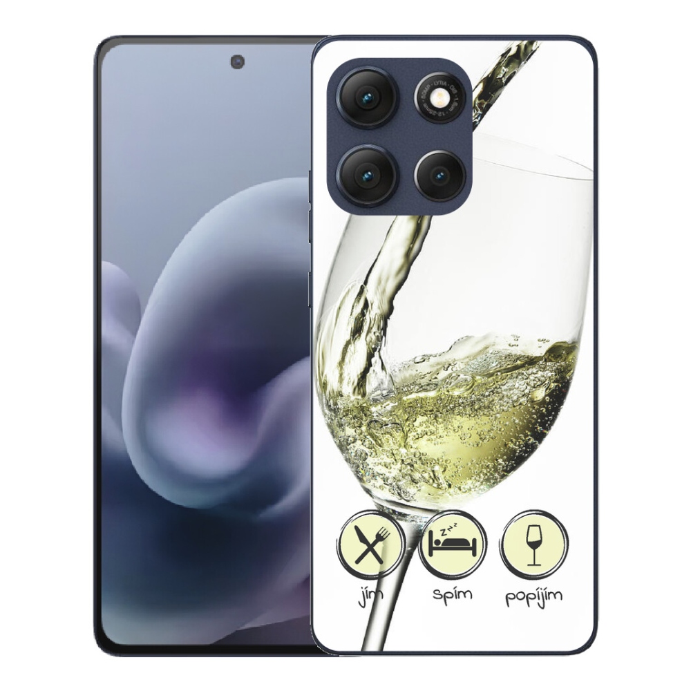 Gelový kryt mmCase na Motorola Moto G86 5G - sklenička vína bílé