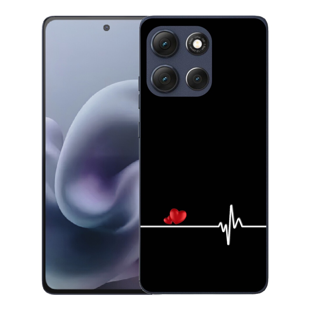 Gelový kryt mmCase na Motorola Moto G86 5G - srdce a tep černé pozadí