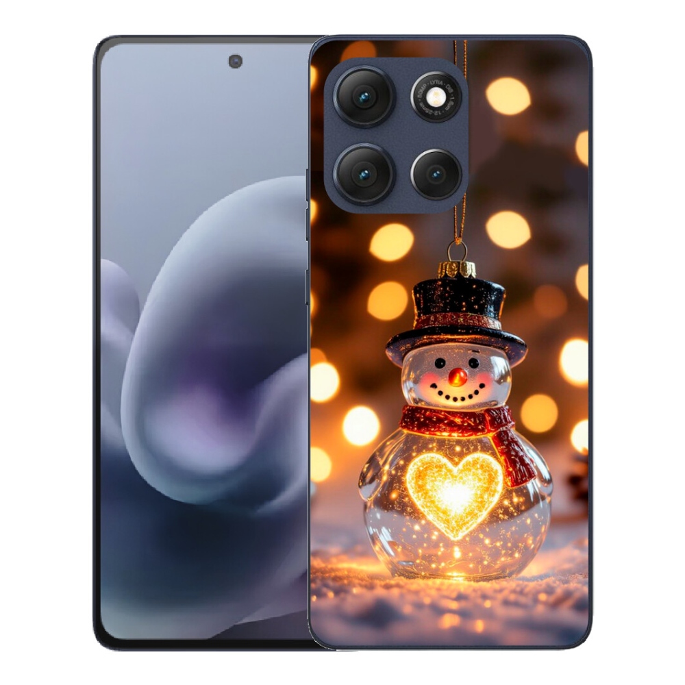 Gelový kryt mmCase na Motorola Moto G86 5G - svítící vánoční sněhulák