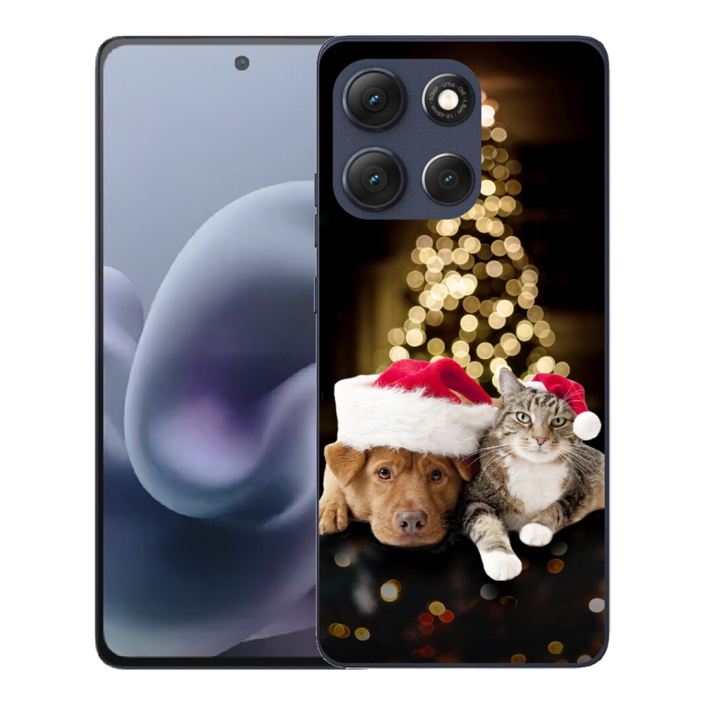 Gelový kryt mmCase na Motorola Moto G86 5G - vánoční pes a kočka