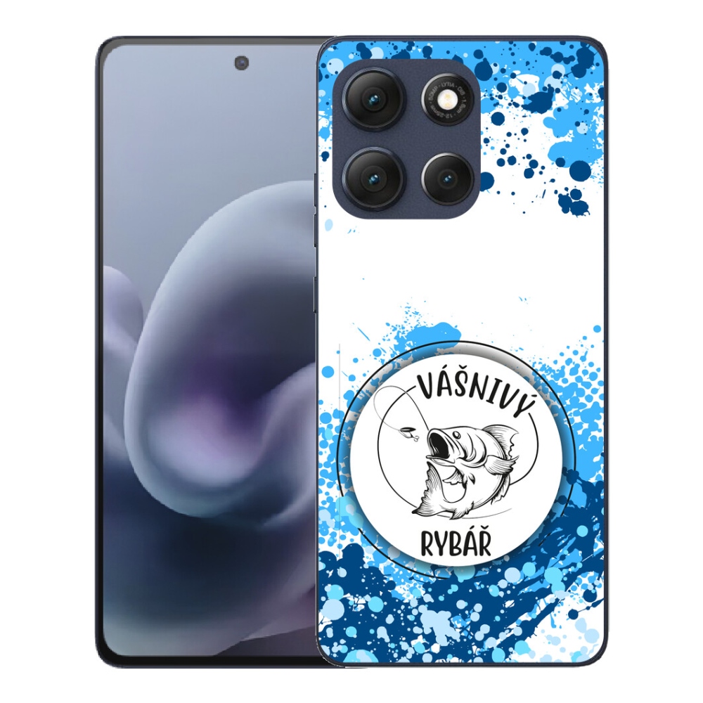 Gelový kryt mmCase na Motorola Moto G86 5G - vášnivý rybář bílé pozadí